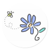 Bumble Bee and Blue Flower Sticker