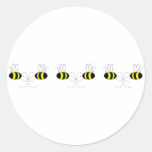 Bumble Bee Bows In A Row Sticker