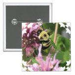 Bumble Bee on Bee Balm Square Pin