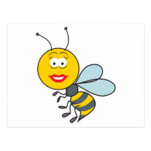 Bumble Bee Smiley Face Postcard
