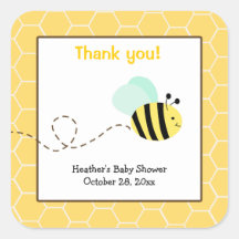 Bumble Bee Square Favour Stickers