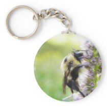 Bumblebee On Agastache Flower Key Chain