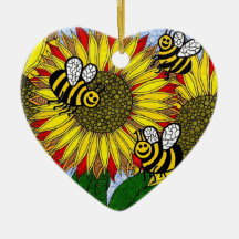 Bumblebees and Sunflowers Ornament