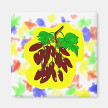 Bunch of peppers with yellow background refrigerator magnet