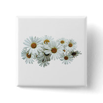 Bunch of White Daisies Pinback Buttons