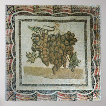 Bunch of white grapes, Roman mosaic Print