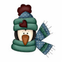 bundled up penguin head photo sculptures