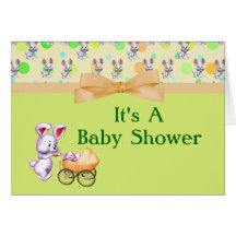 Bunny Babies,Creamy Colours Baby Shower Greeting Card