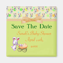 Bunny Babies,Creamy Colours Baby Shower Magnet