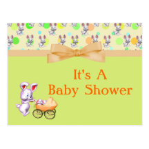Bunny Babies,Creamy Colours Baby Shower Post Cards
