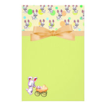 Bunny Babies,Creamy Colours Baby Shower Personalized Stationery