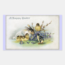Bunny, Chicks and Primroses Vintage Easter Stickers