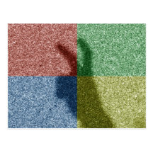 Bunny ears shadow four colour grid postcard