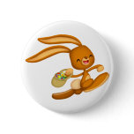 Bunny Easter on the Loose!! cartoon button badge
