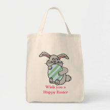 Bunny Hugging An Egg Bag
