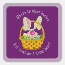Bunny in a Basket Easter Sticker