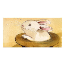 Bunny in Magic Hat Customized Photo Card
