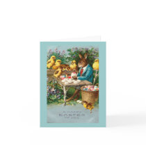 Bunny Painting Easter Eggs Greeting Card
