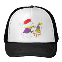 Bunny Painting Eggs Mesh Hat