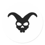 Bunny Rabbit Skull Round Stickers