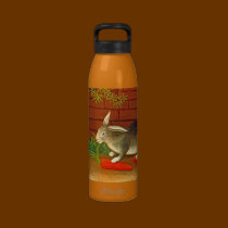 Bunny Rabbit with Carrot Vintage Pet Art water bottles