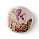 Bunny versus Cat Artwork Pinback Buttons