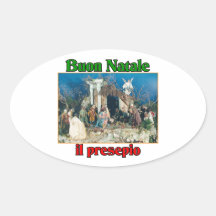 Buon Natale (Merry Christmas) IL Presepio Oval Stickers