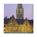 Burg Square and Belfry Tower, Bruges, Belgium Refrigerator Magnet