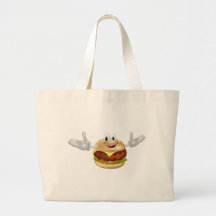 Burger Mascot Man Canvas Bags