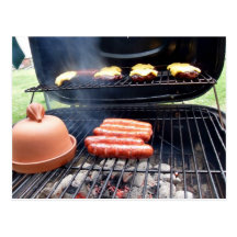 Burgers and hotdogs post card
