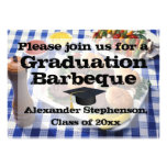Burgers on Tablecloth Graduation Barbeque Custom Invites