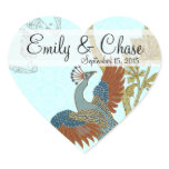 Burgundy and Teal Peacock Wedding Sticker