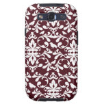 burgundy and white bird damask ornate pattern galaxy SIII case