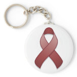 Burgundy Awareness Ribbon Keychain