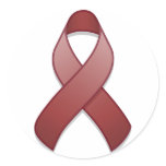 Burgundy Awareness Ribbon Round Sticker