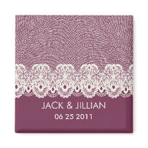 Burgundy Champagne Lace Save the Date Magnet