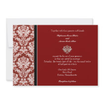 Burgundy Classic Damask Wedding Invitation