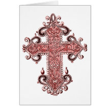 Burgundy Cross Vintage Art Fully Customisable Card