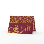 Burgundy & Gold Save The Date Card For Giti