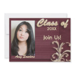 burgundy gold swirl senior grad Invite