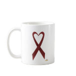 Burgundy Heart Shaped Awareness Ribbon Coffee Mugs