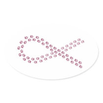 Burgundy Pawprint Ribbon Sticker