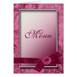 Burgundy Ribbon &  Flowers -  Wedding Menu Cards