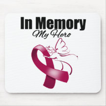 Burgundy Ribbon In Memory of My Hero Mouse Pads