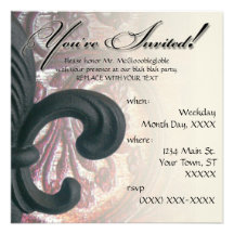 burgundy/ sand "iron fleur de lis" square invites