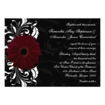 Burgundy Scroll Gerbera Daisy w/Black and White Personalized Invitation
