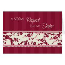 Burgundy Sister Maid of Honour Invitation Card