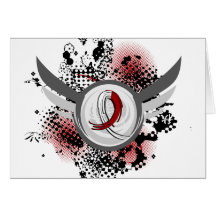 Burgundy White Ribbon Wings Head Neck Cancer Greeting Card