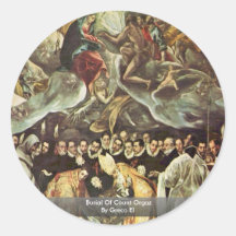 Burial Of Count Orgaz By Greco El Round Stickers