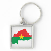 Burkina Faso Flag map BF Keychain